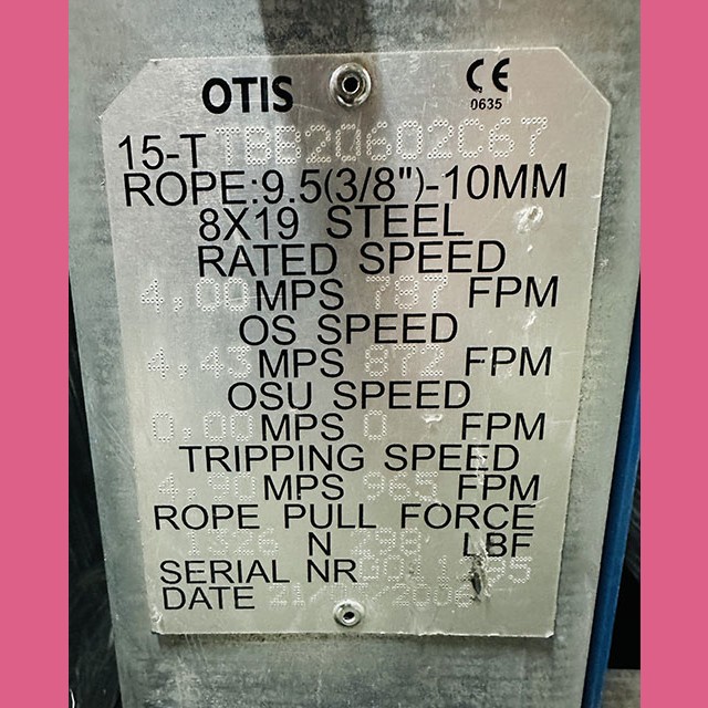 Ограничитель скорости 4,0м/с TBB20602C67 Otis (уцененный)