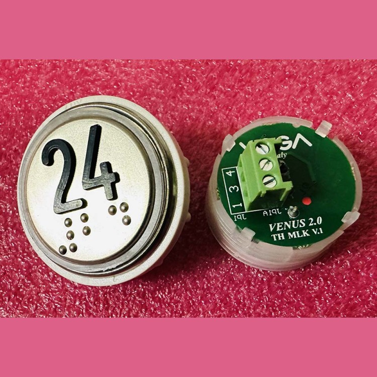 Кнопка 24 красная подсветка с кодом Брайля VENUS V.2 MLK VEGA