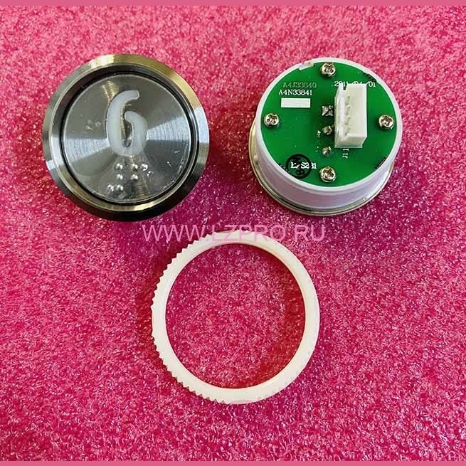 Кнопка "6" (с шрифтом Брайля, белая круговая подсветка, тип BAS231) A4N33841 Otis