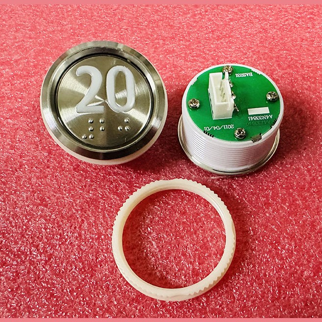 Кнопка "20" (с шрифтом Брайля, белая круговая подсветка, тип BAS231) A4N33841 Otis