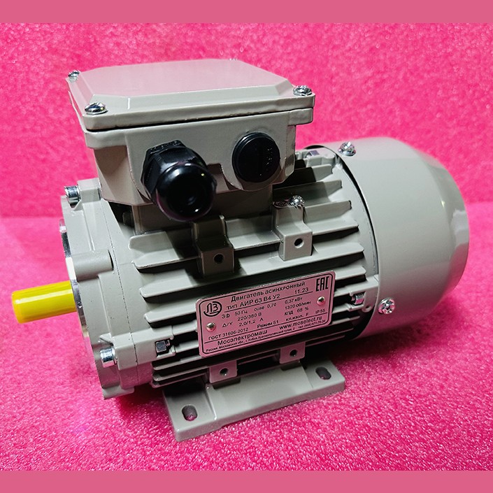 Двигатель асинхронный 0,37кВт 220/380В 1320 об/мин 2,0/1,2А (мал. фланец+лапы) IM2181 F100 АИР63В4У2