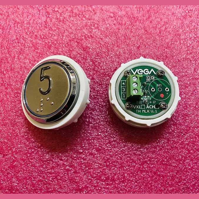 Кнопочный модуль 5 с кодом Брайля, красная подсветка, MLSU, Achille light VEGA