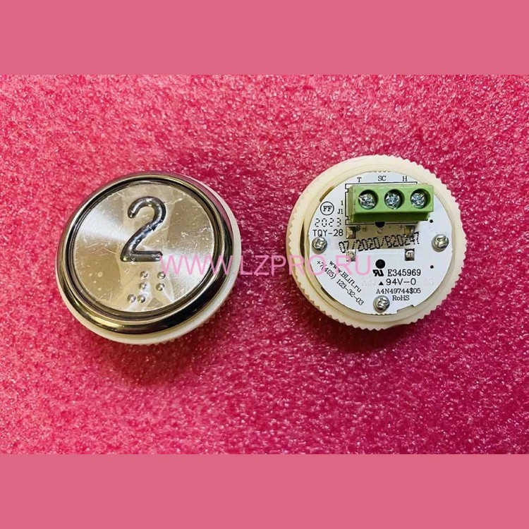 Модуль кнопочный A4N49744$05 красная подсветка Брайль "2" BBP-R331-CMPLT-D-R-02 (EA2406S-D-R-02) ЩЛЗ